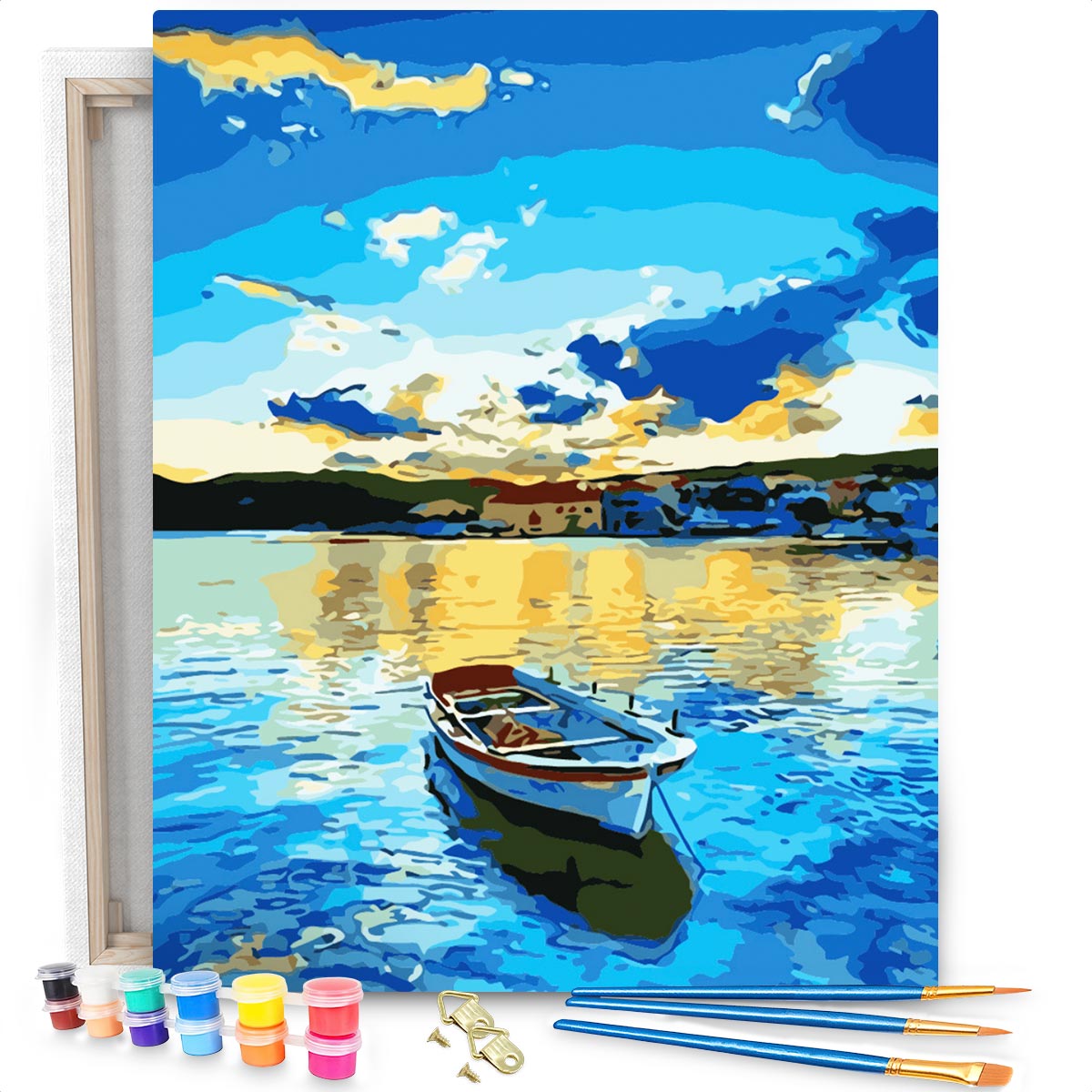 Boot in Water - Schilderen op Nummer Pakket - 50x40cm