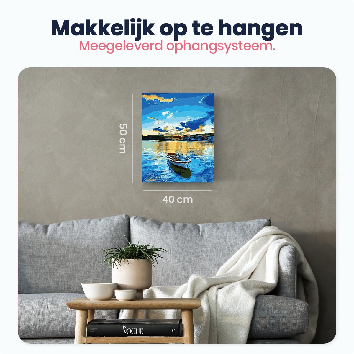 Boot in Water - Schilderen op Nummer Pakket - 50x40cm