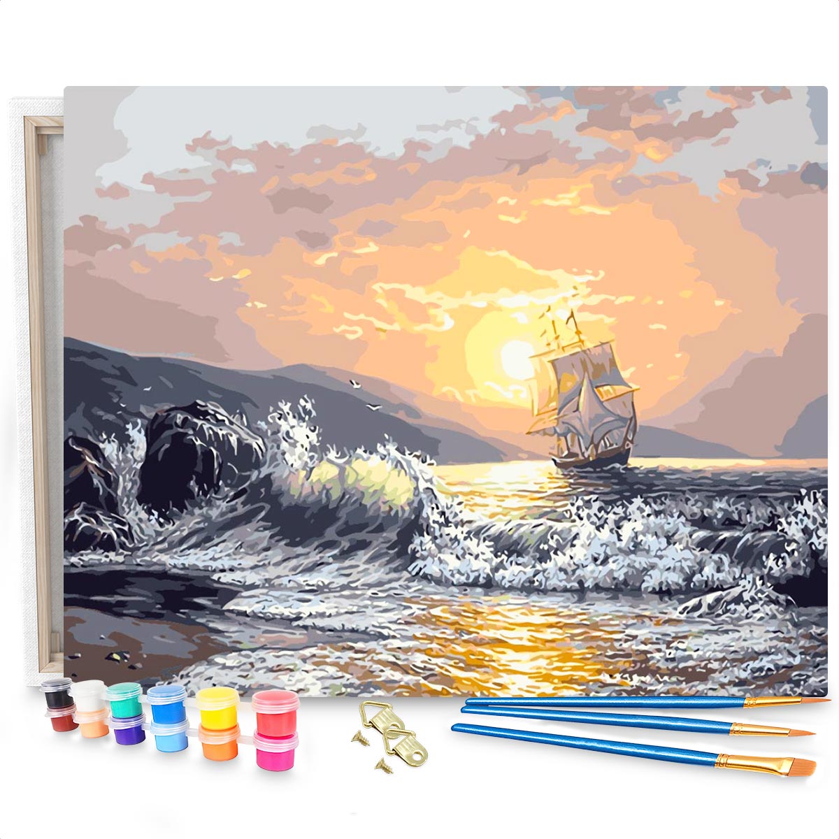 Boot in Zee - Schilderen op Nummer Pakket - 50x40cm