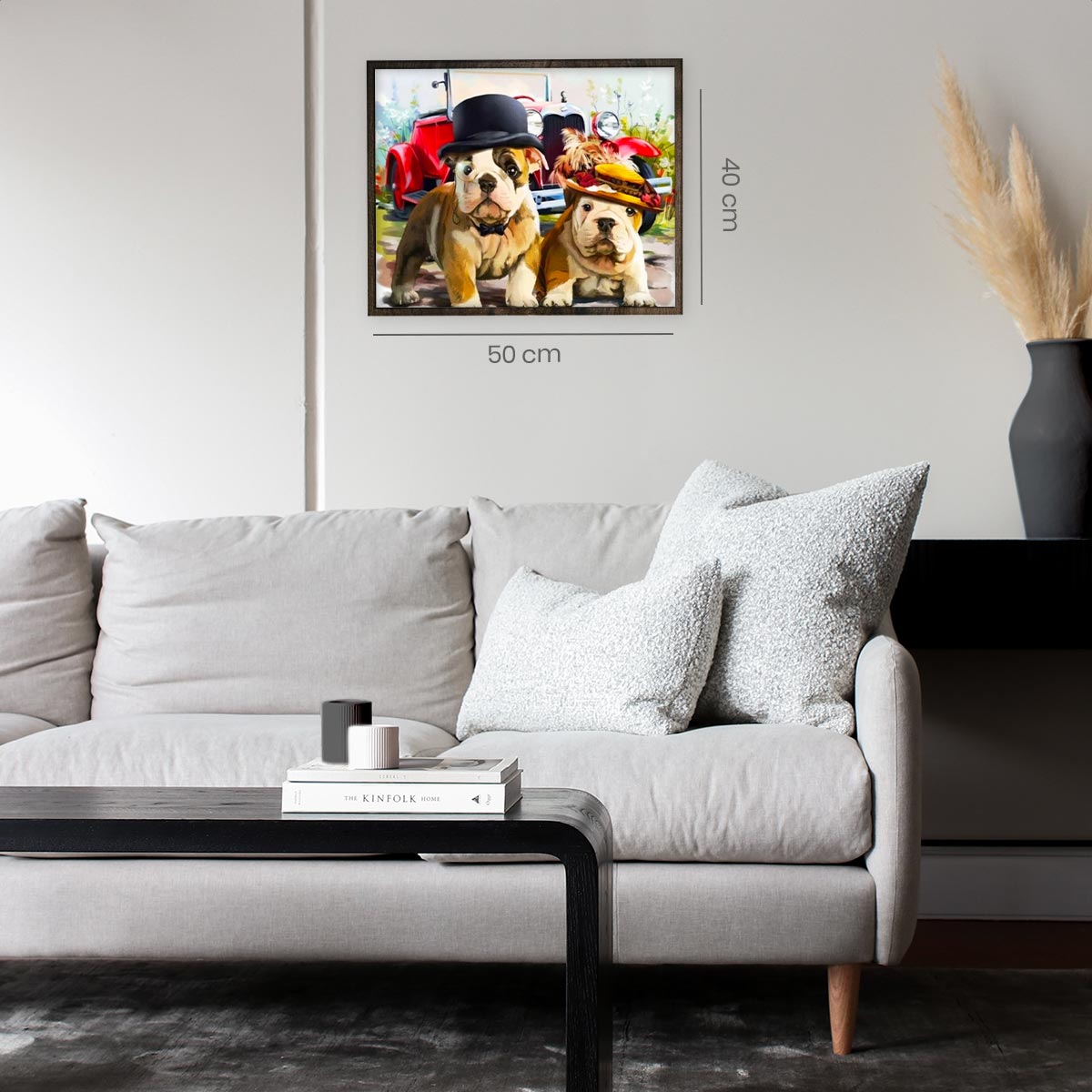 Bulldogs met Hoed - Diamond Painting - 40x50cm - Vierkant