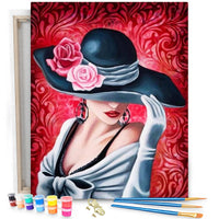 Thumbnail for Dame met Hoed - Schilderen op Nummer Pakket - 50x40cm