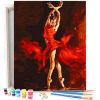 Thumbnail for Dansende Vrouw in Rode Jurk - Schilderen op Nummer Pakket - 50x40cm