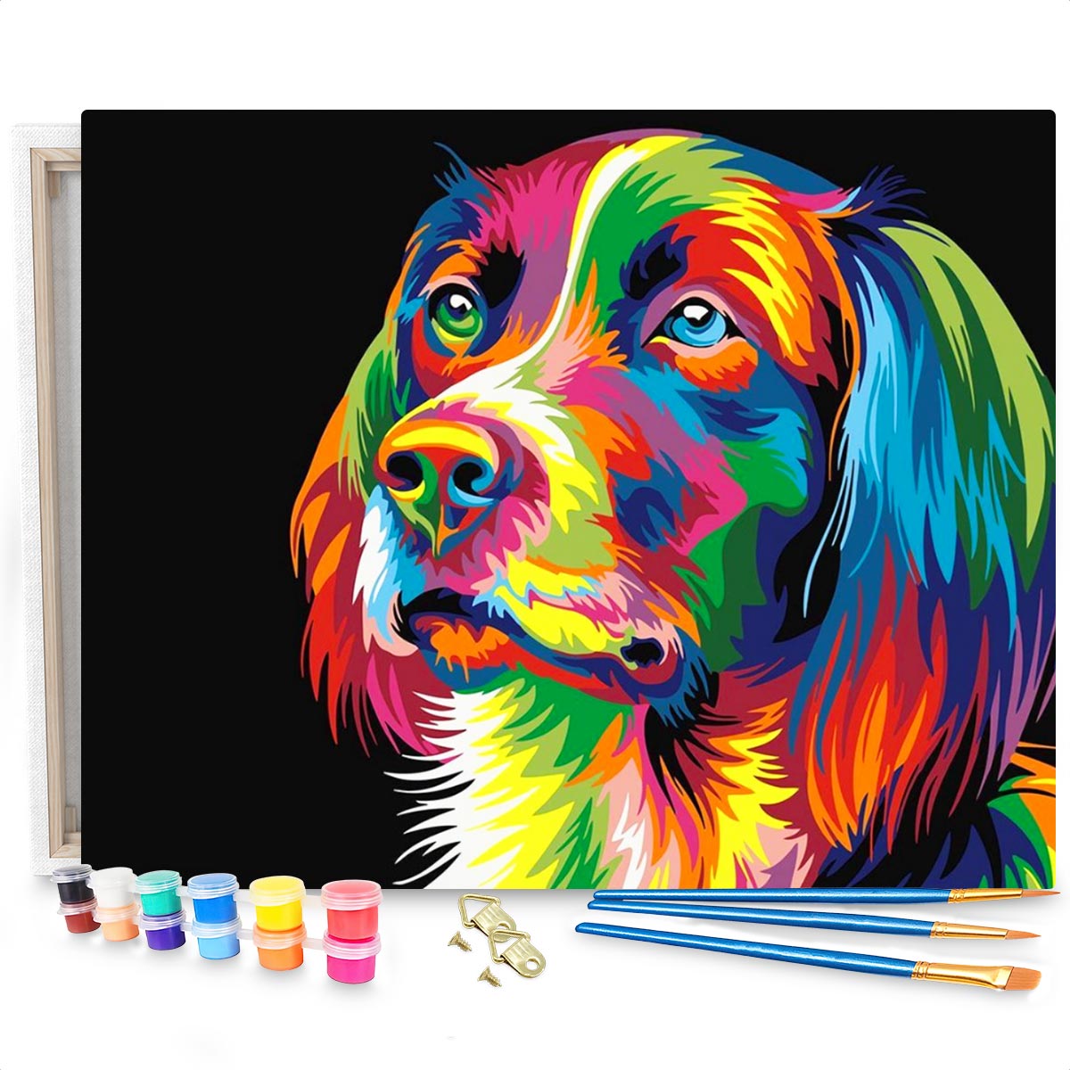 Gekleurde Hond - Schilderen op Nummer Pakket - 50x40cm