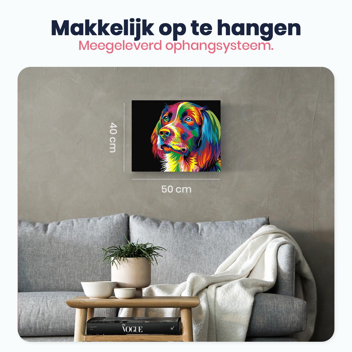 Gekleurde Hond - Schilderen op Nummer Pakket - 50x40cm