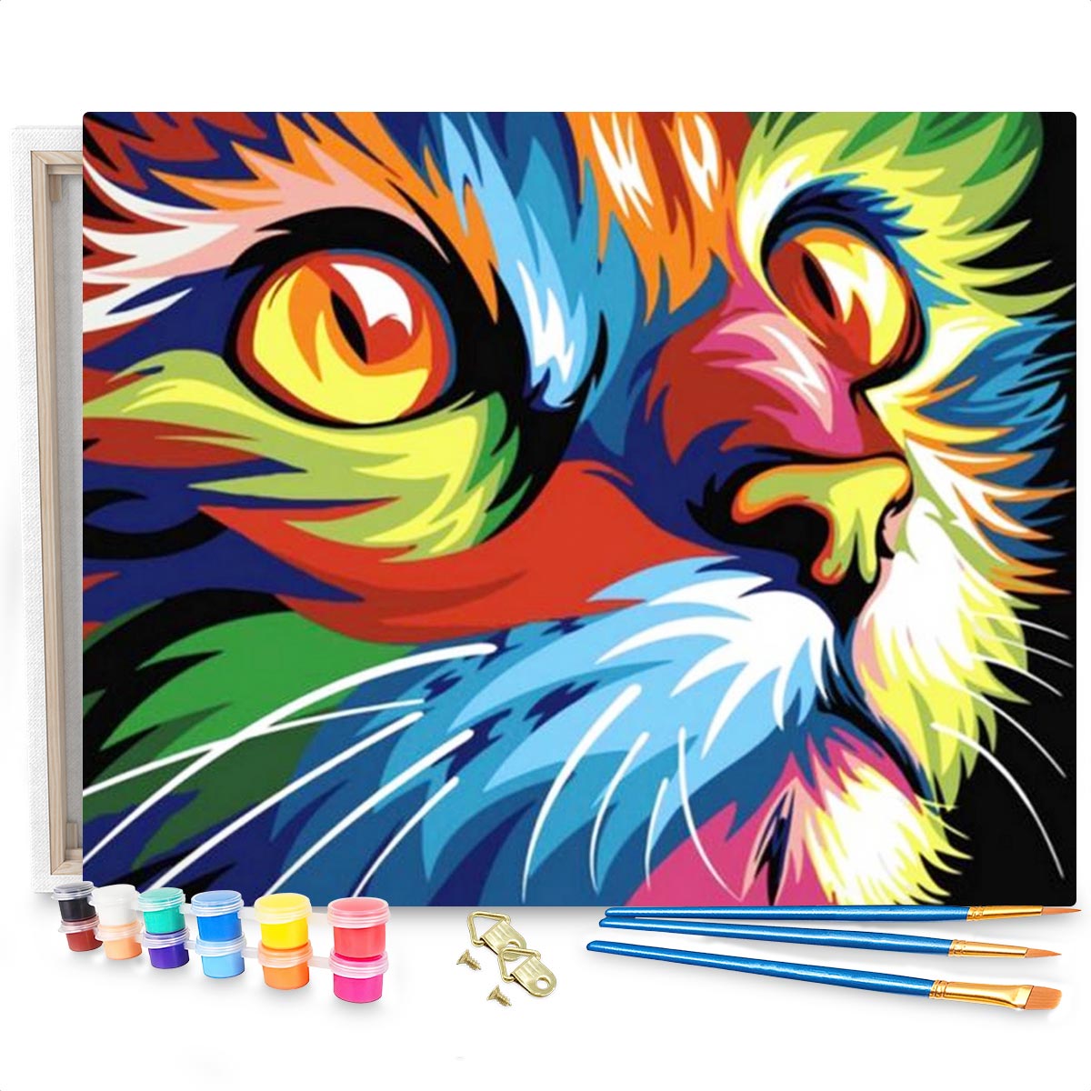 Gekleurde Kat - Schilderen op Nummer Pakket - 50x40cm