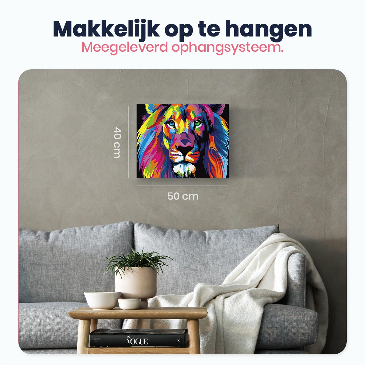 Gekleurde Leeuw - Schilderen op Nummer Pakket - 50x40cm