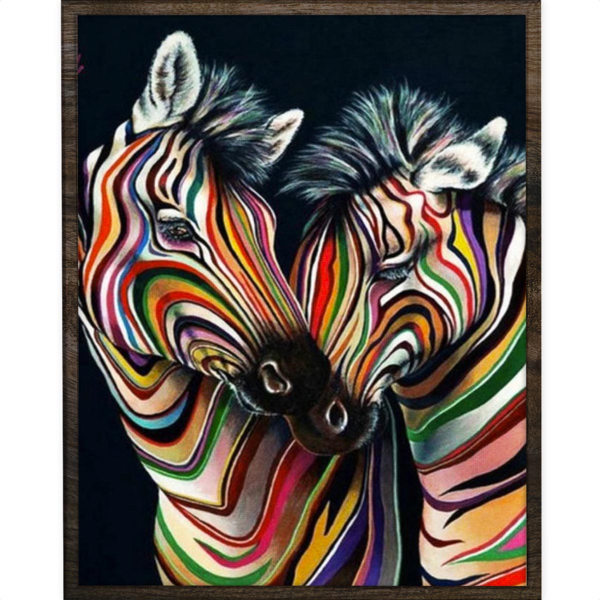 Gekleurde Zebra - Diamond Painting - 50x40cm - Vierkant