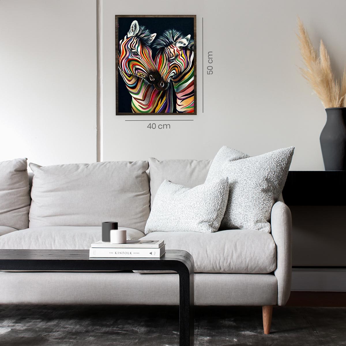Gekleurde Zebra - Diamond Painting - 50x40cm - Vierkant