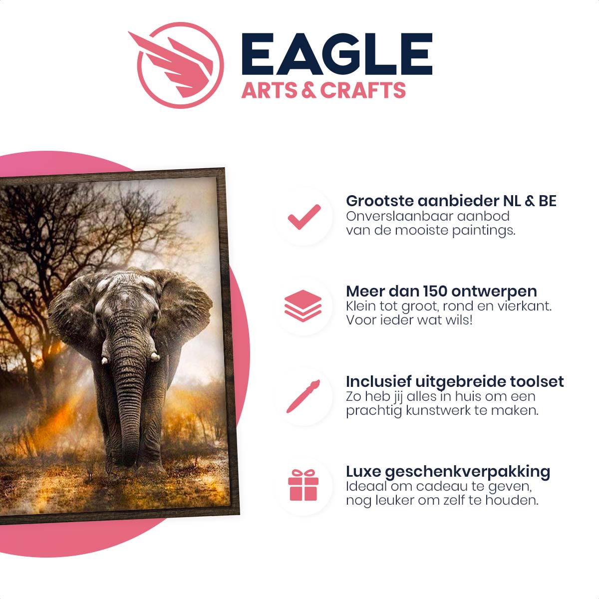 Olifant in Schemer - Diamond Painting - 40x30cm - Rond