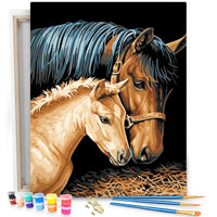 Thumbnail for Paard met Veulen - Schilderen op Nummer Pakket - 50x40cm