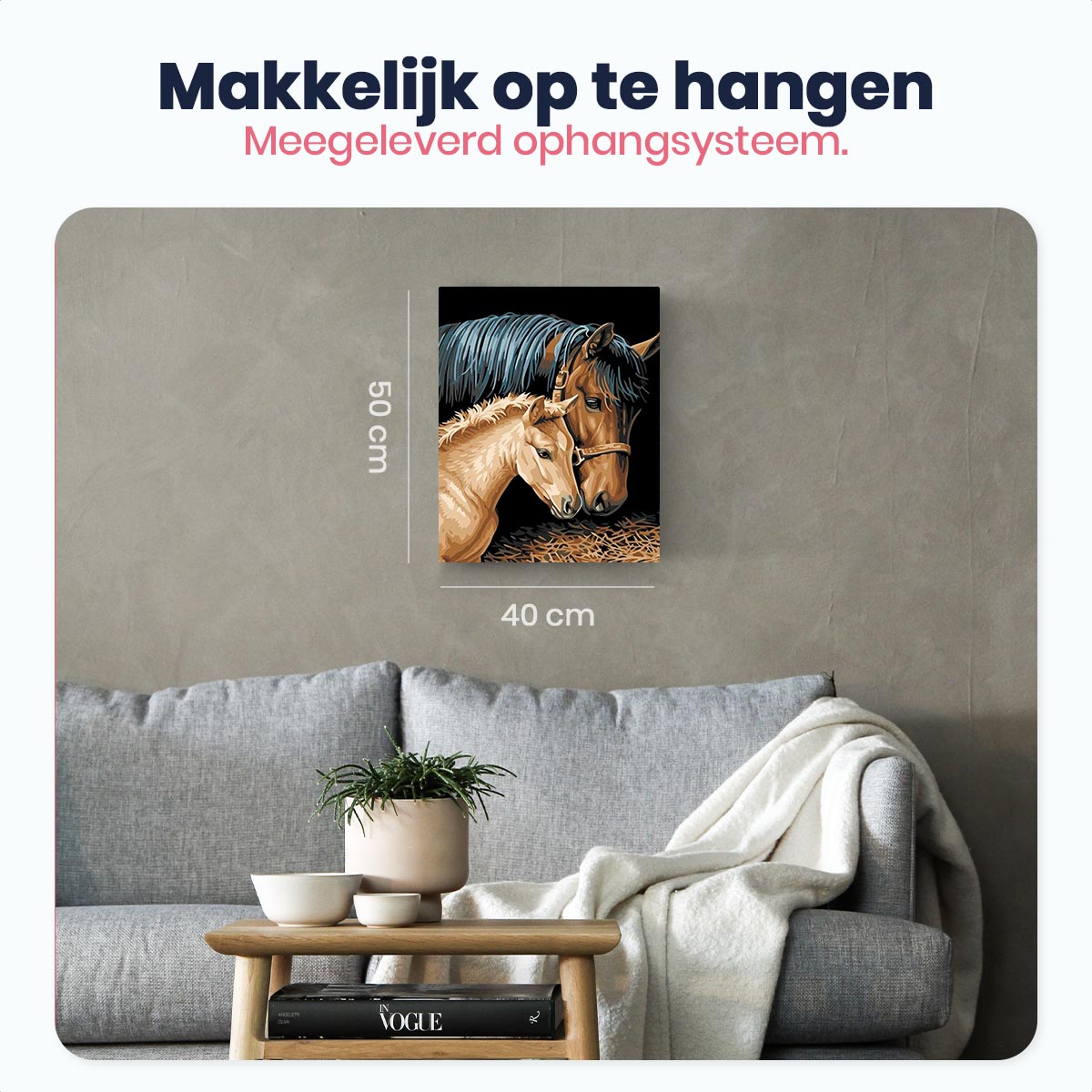 Paard met Veulen - Schilderen op Nummer Pakket - 50x40cm