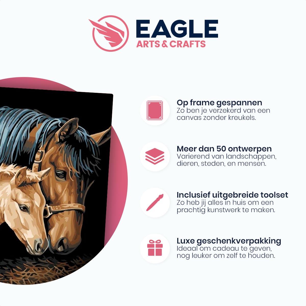Paard met Veulen - Schilderen op Nummer Pakket - 50x40cm