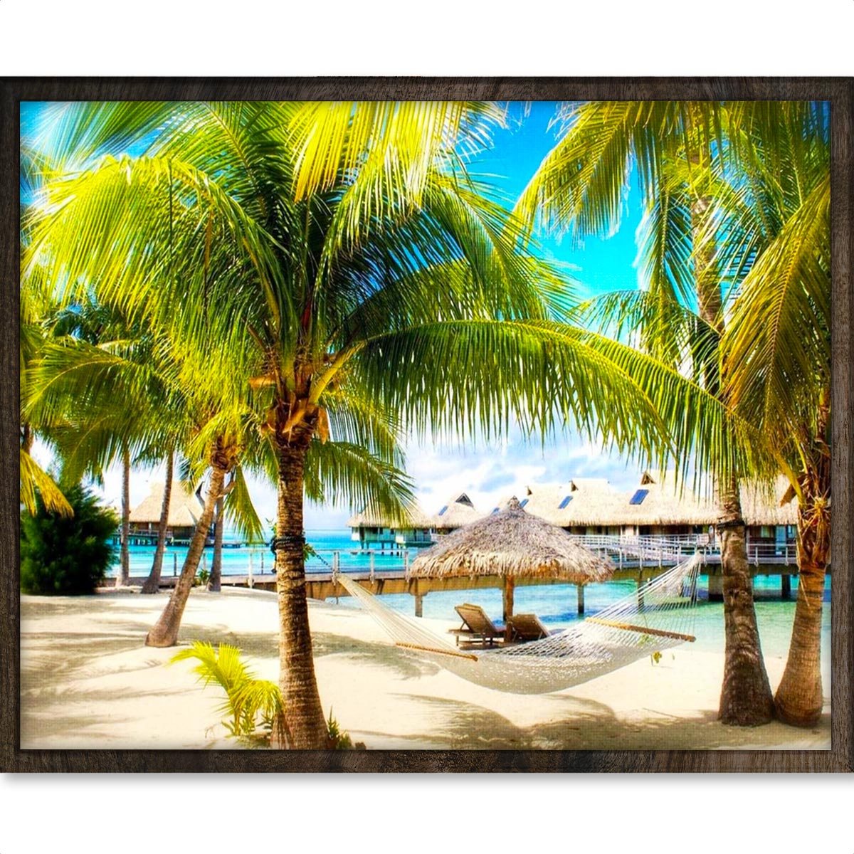 Palmbomen aan het Strand - Diamond Painting - 40x50cm - Rond