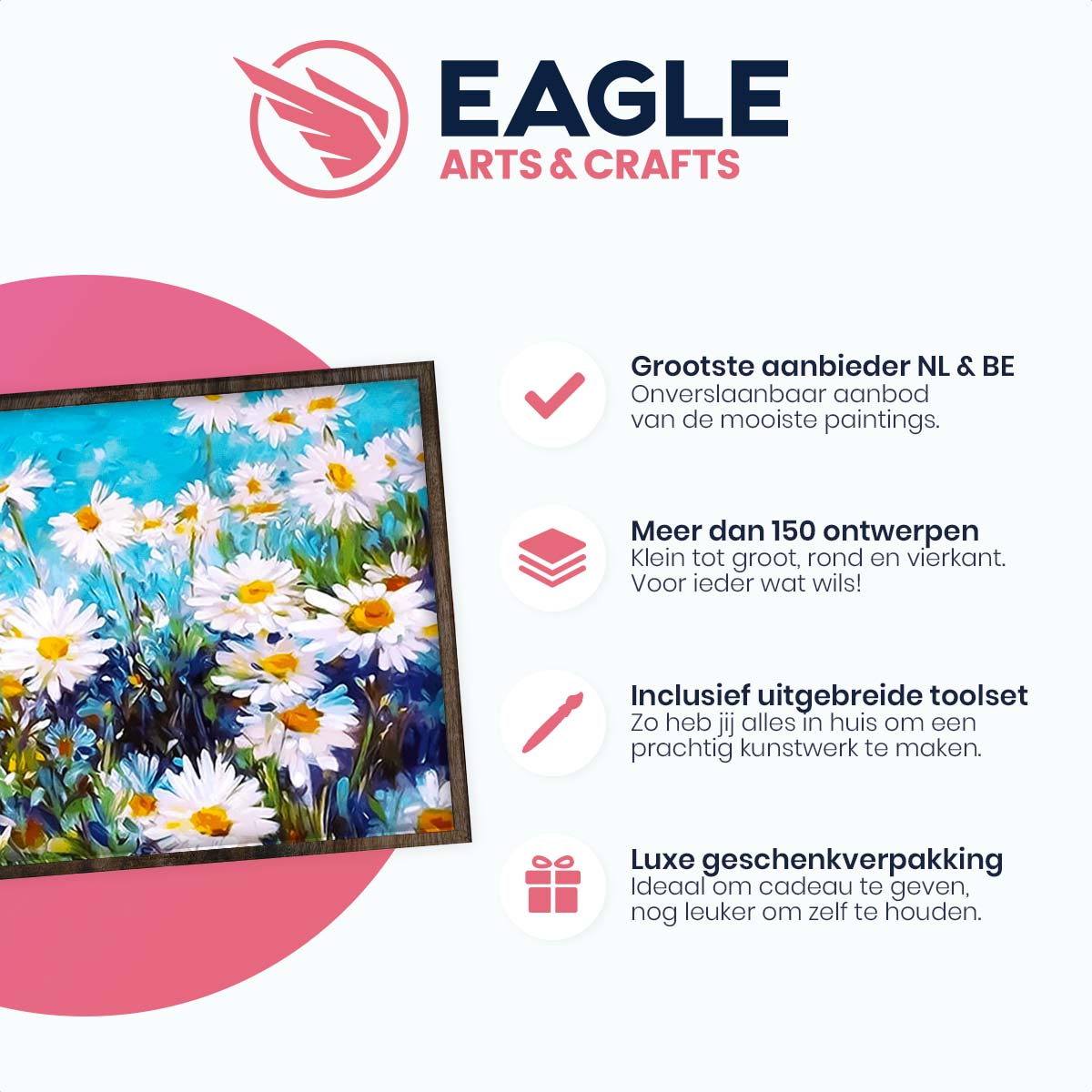 Prachtige Witte Bloemen - Diamond Painting - 30x40cm - Rond