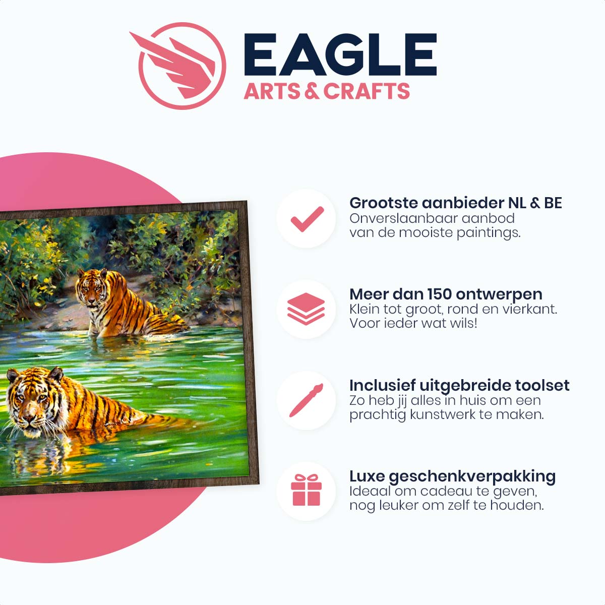 Tijgers in Jungle - Diamond Painting - 40x50cm - Vierkant