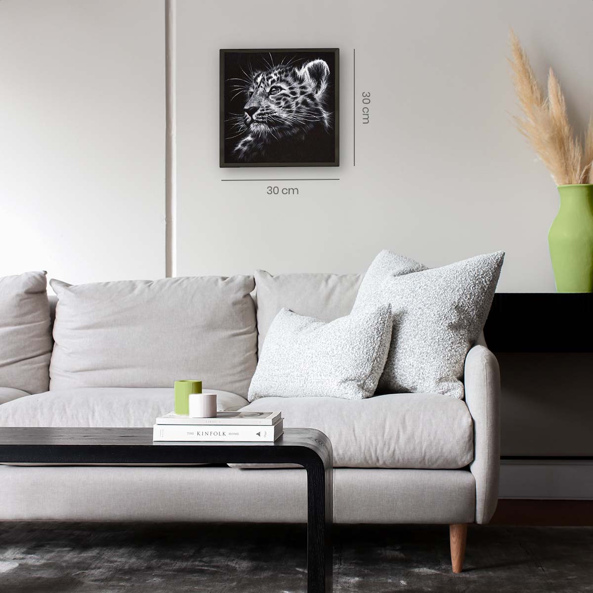 Welp - Zwart-Wit - Diamond Painting - 30x30cm - Rond