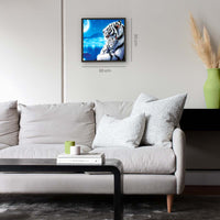 Thumbnail for Witte Tijger met Welp - Diamond Painting - 30x30cm - Rond