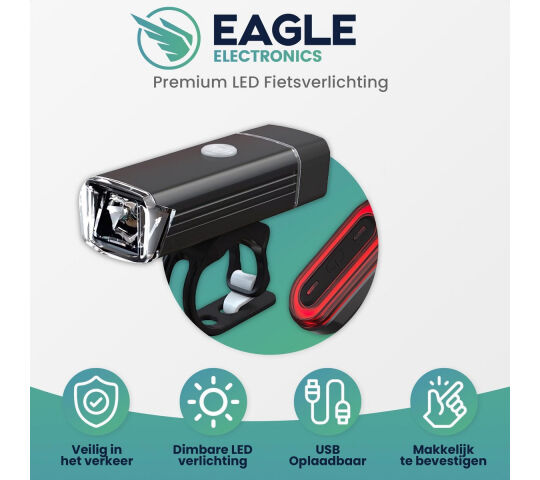 baas Briesje Verlichting Eagle LED Fietsverlichting set - USB Oplaadbaar Fietslicht - Waterdicht |  EAGLE.eu | Precies wat je nodig hebt