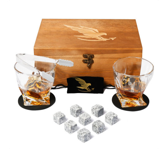 ontploffen Geniet Inschrijven Eagle Whiskey Set – Whiskey stones – Whiskey glazen – Whiskey cadeauset –  Met opbergzakje, onderzetters, tang, en acht s